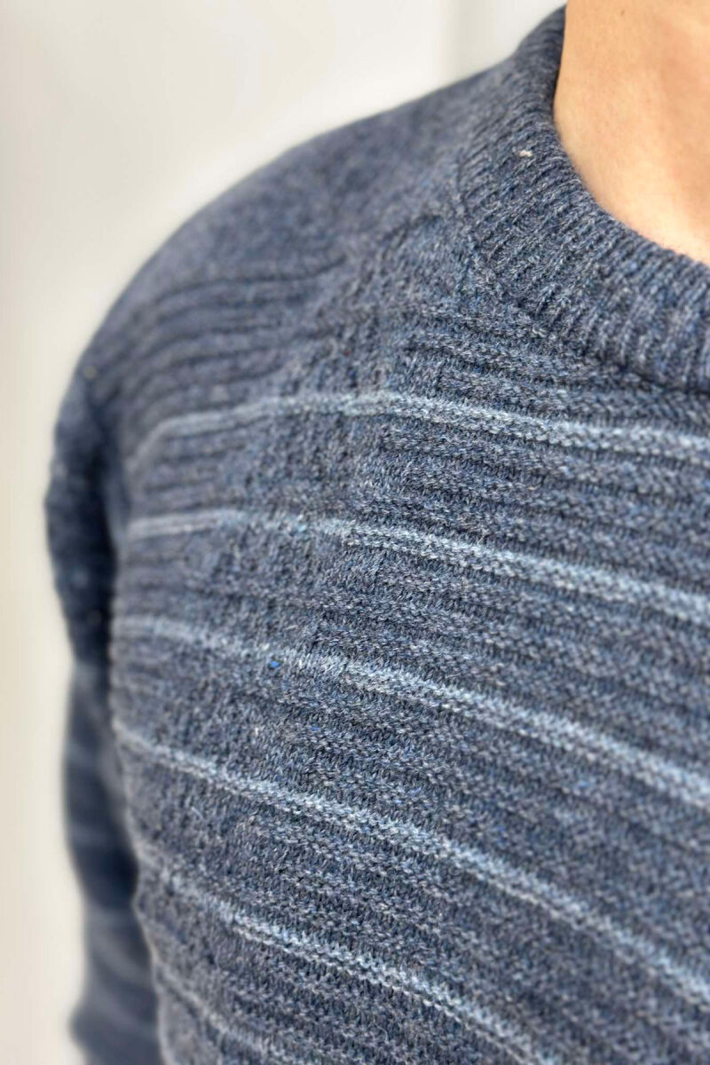 SIMPLE STRIPED MEN SWEATER BLUE/BLU - 3