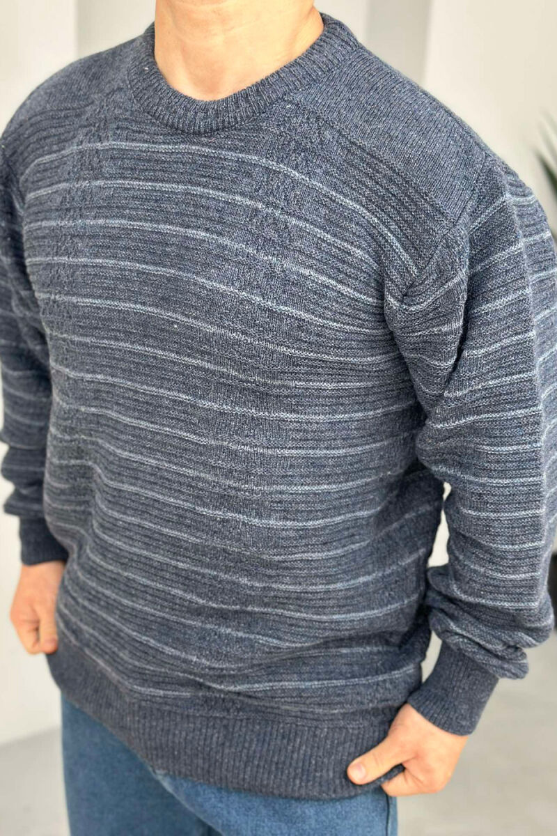 SIMPLE STRIPED MEN SWEATER BLUE/BLU - 4