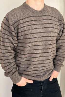 SIMPLE STRIPED MEN SWEATER BROWN/KAFE 