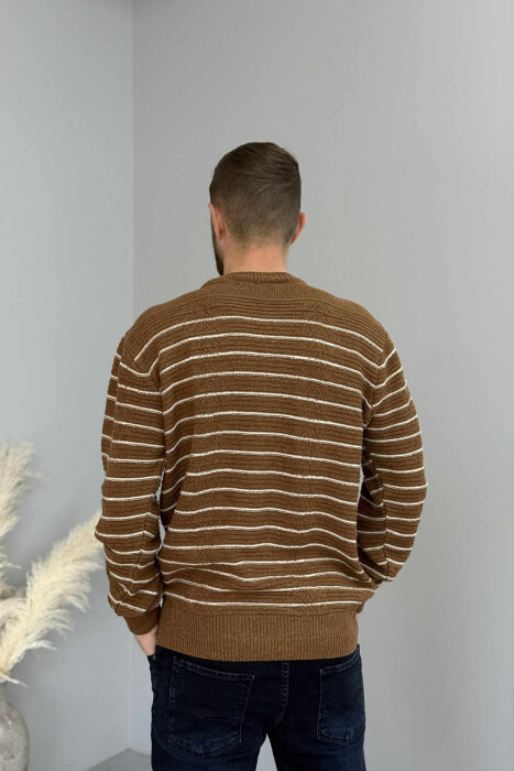 SIMPLE STRIPED MEN SWEATER BROWN/KAFE - 5