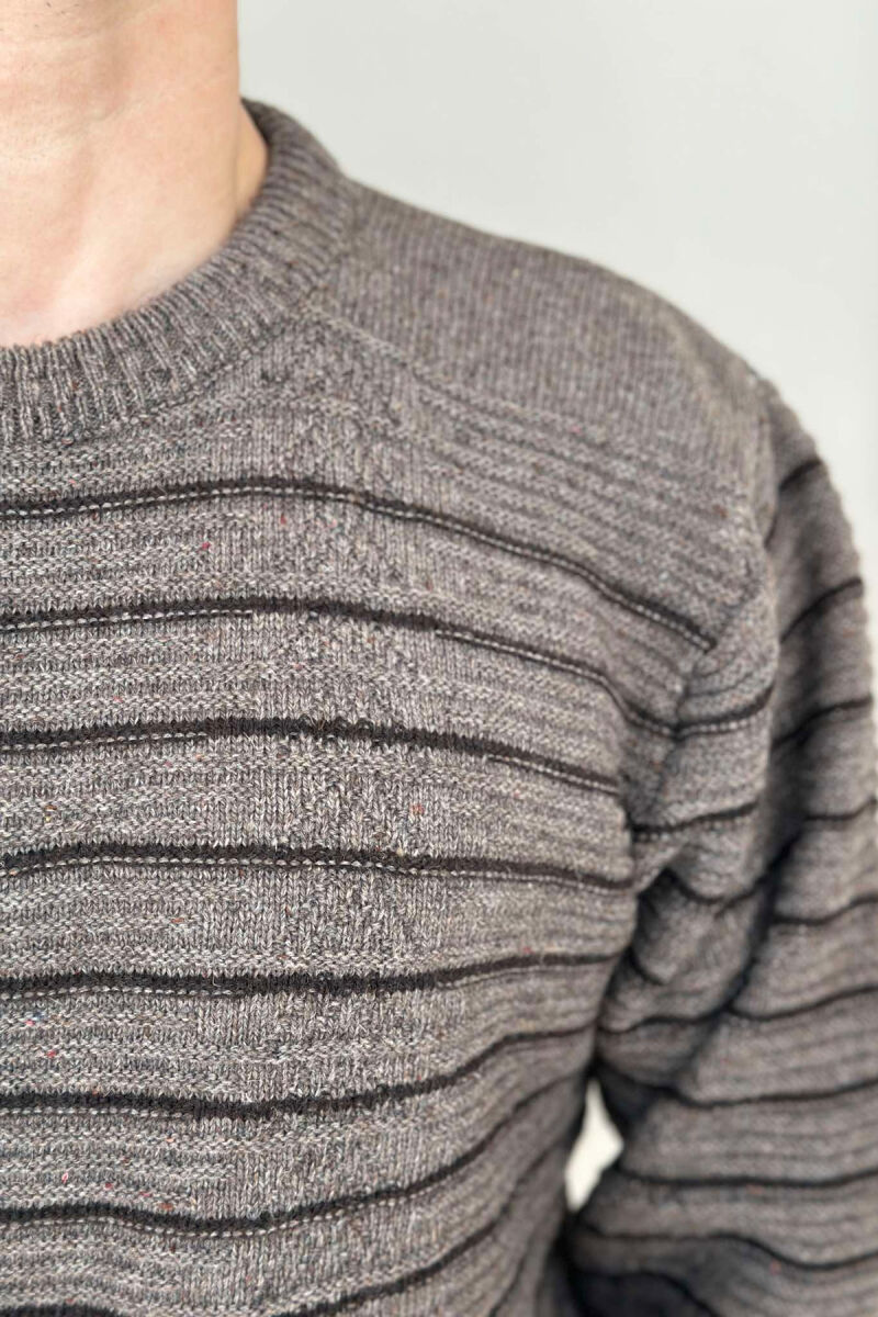 SIMPLE STRIPED MEN SWEATER BROWN/KAFE - 4