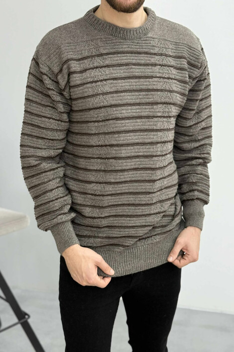 SIMPLE STRIPED MEN SWEATER GREY ASH/GRI HIRI 