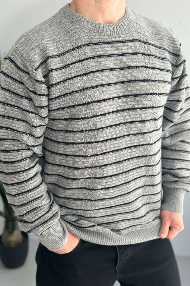 SIMPLE STRIPED MEN SWEATER GREY/GRI - 1