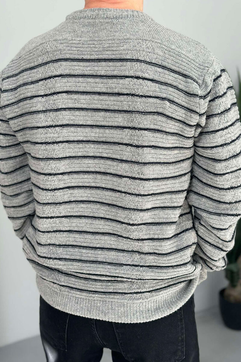 SIMPLE STRIPED MEN SWEATER GREY/GRI - 3