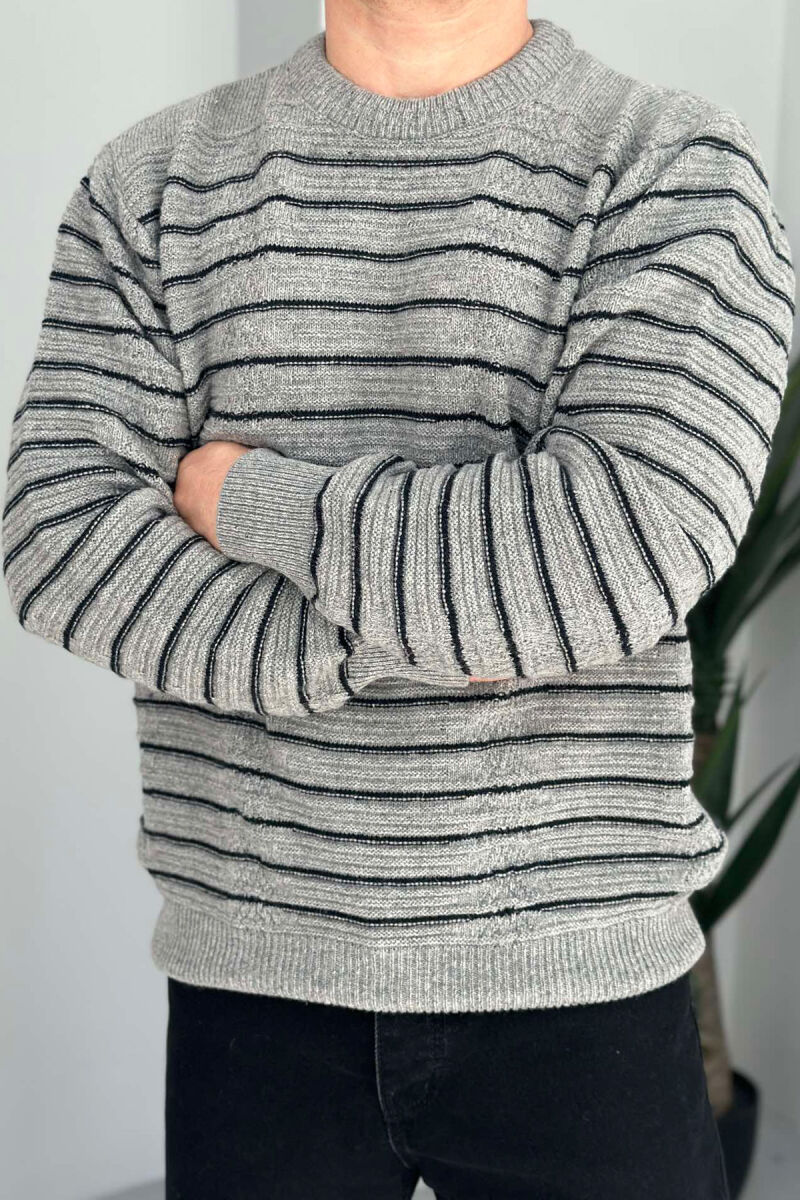 SIMPLE STRIPED MEN SWEATER GREY/GRI - 4