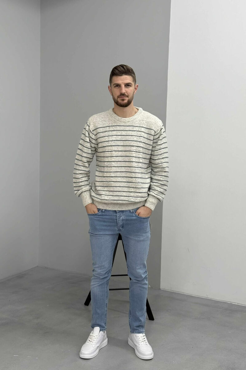 SIMPLE STRIPED MEN SWEATER LIGHT GREY/GZ - 2