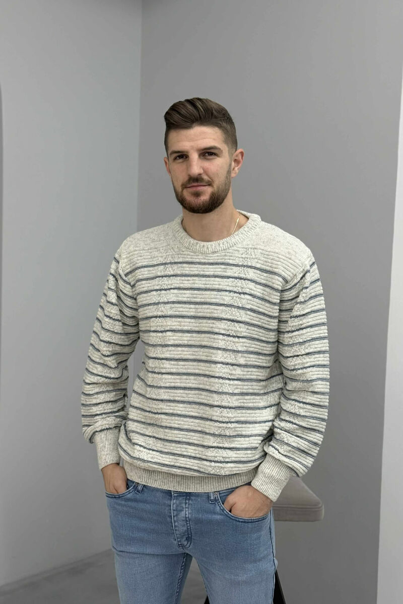 SIMPLE STRIPED MEN SWEATER LIGHT GREY/GZ - 3