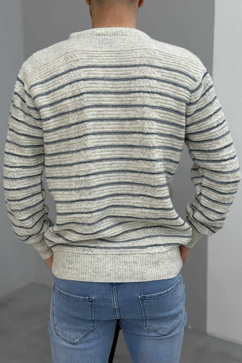 SIMPLE STRIPED MEN SWEATER LIGHT GREY/GZ - 4