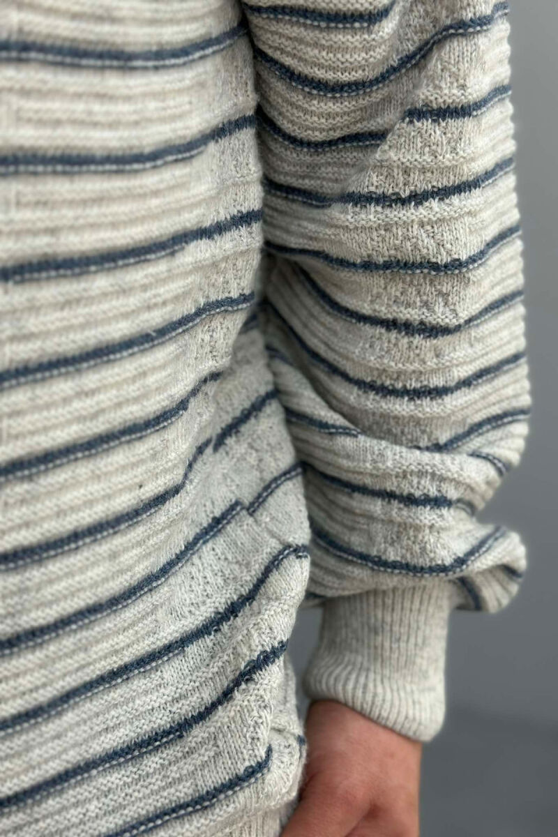 SIMPLE STRIPED MEN SWEATER LIGHT GREY/GZ - 4