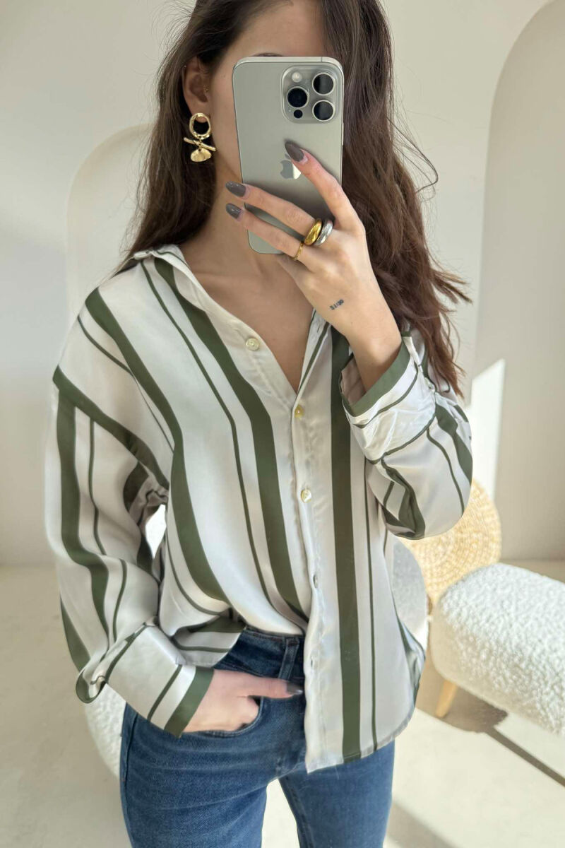 SIMPLE STRIPED WOMEN SHIRT GREEN/JESHILE - 2