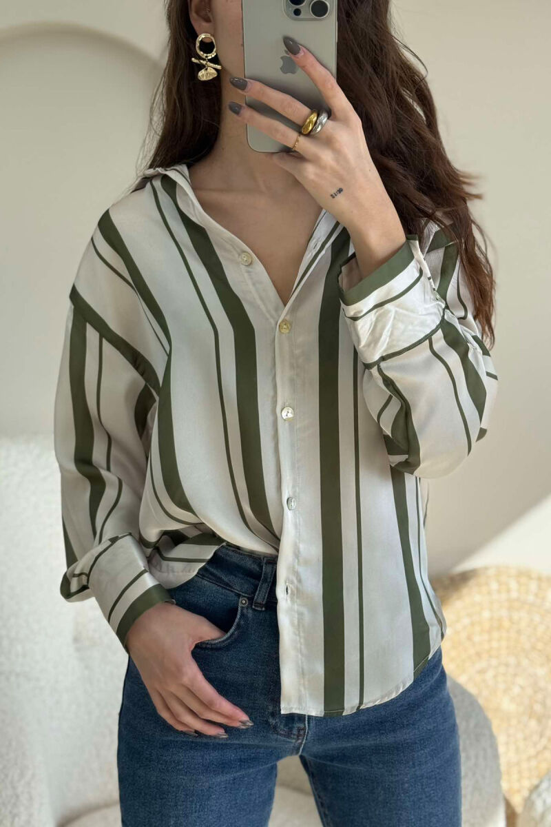 SIMPLE STRIPED WOMEN SHIRT GREEN/JESHILE - 3