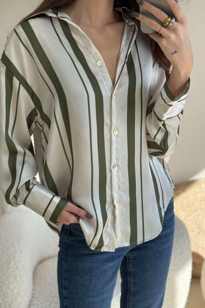 SIMPLE STRIPED WOMEN SHIRT GREEN/JESHILE - 4