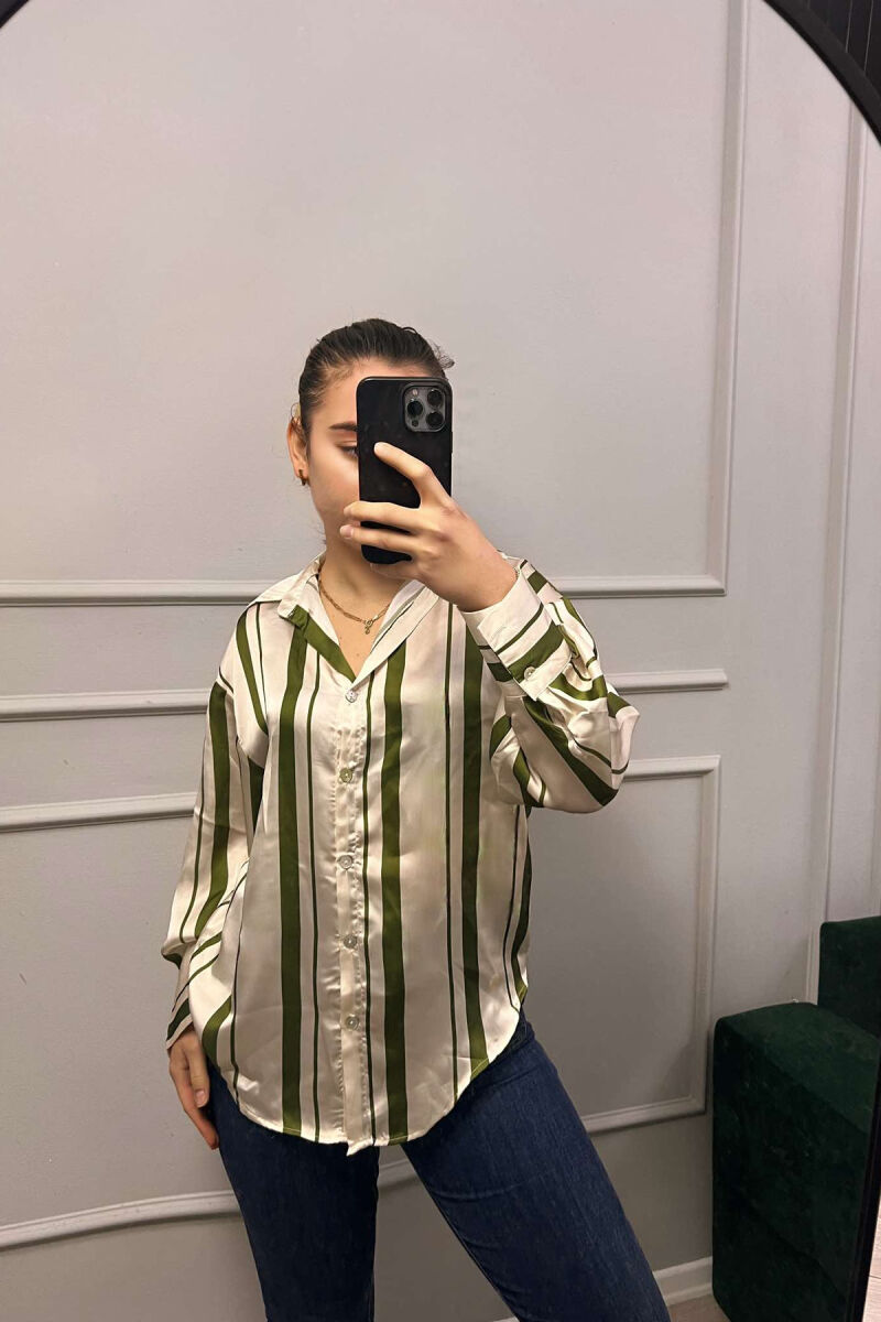 SIMPLE STRIPED WOMEN SHIRT GREEN/JESHILE - 7