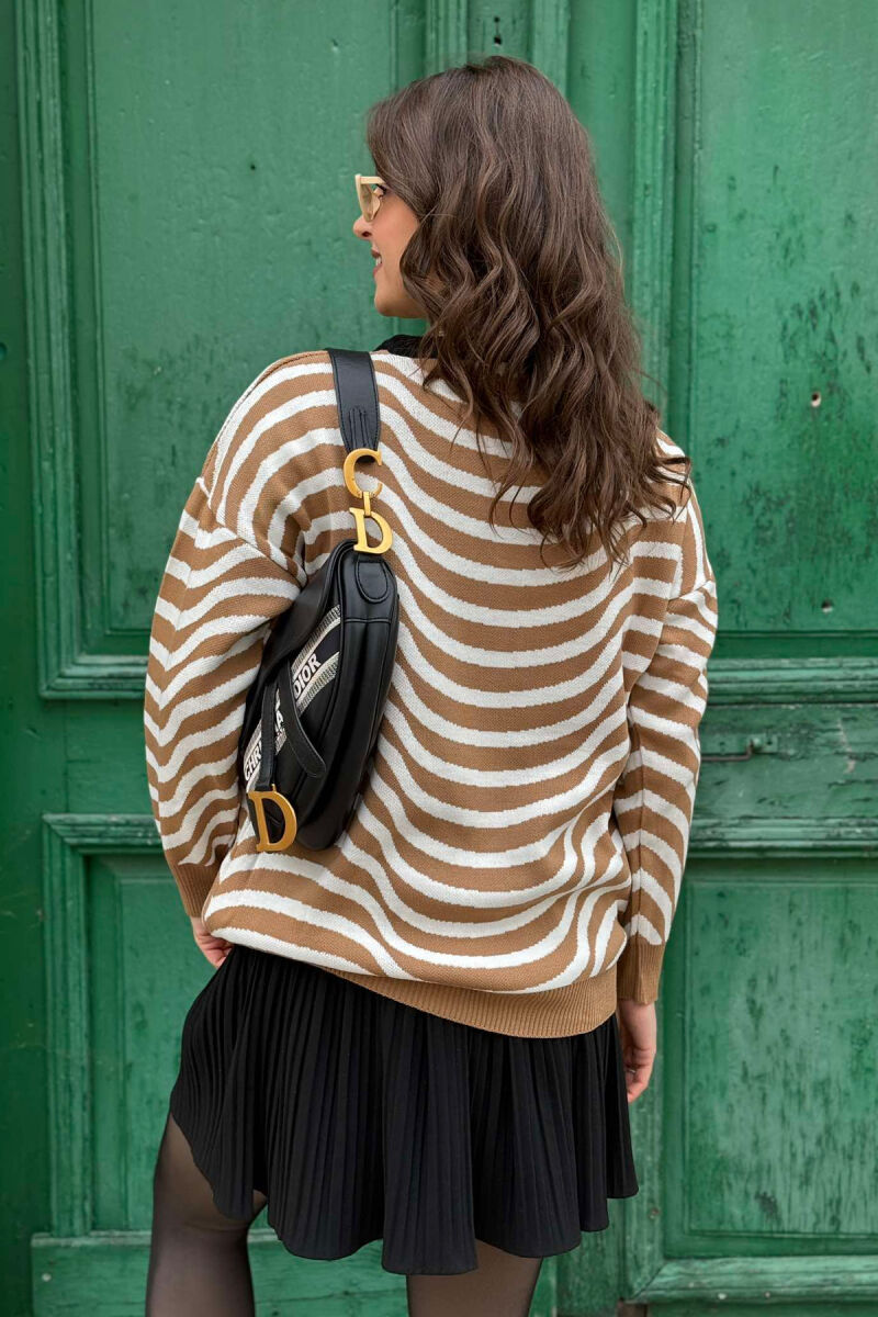 SIMPLE STRIPED WOMEN SWEATER BEIGE/BEZHE - 2