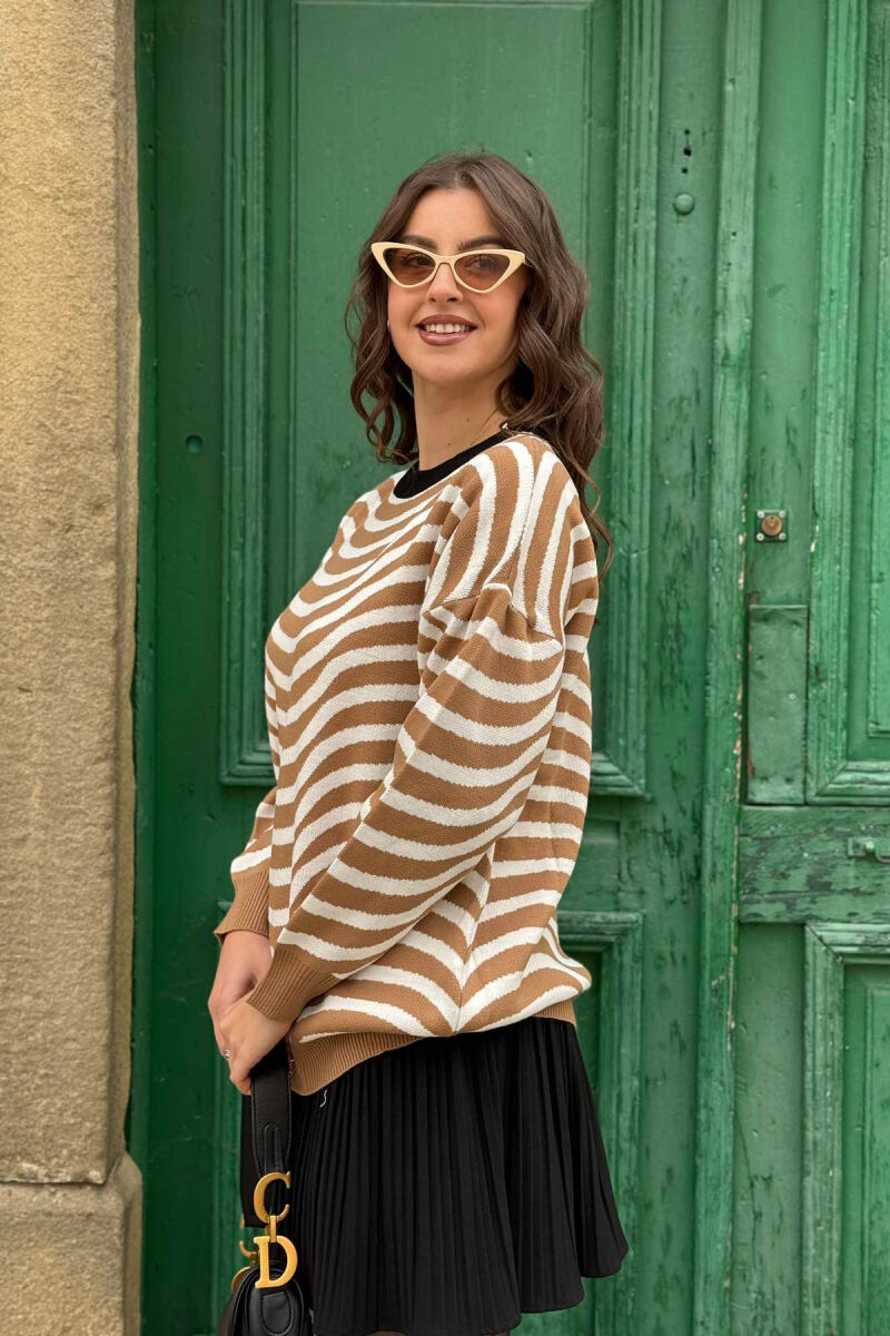 SIMPLE STRIPED WOMEN SWEATER BEIGE/BEZHE - 4