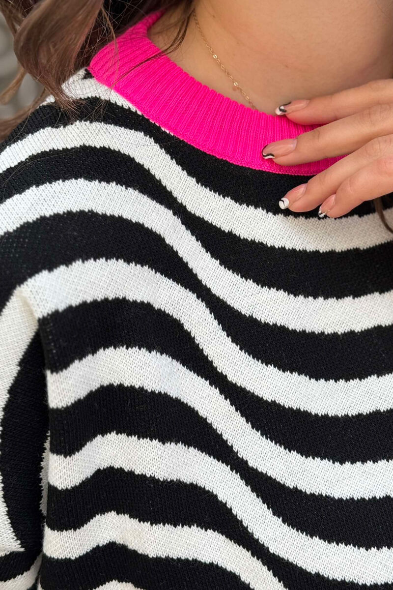 SIMPLE STRIPED WOMEN SWEATER BLACK/ E ZEZE - 2