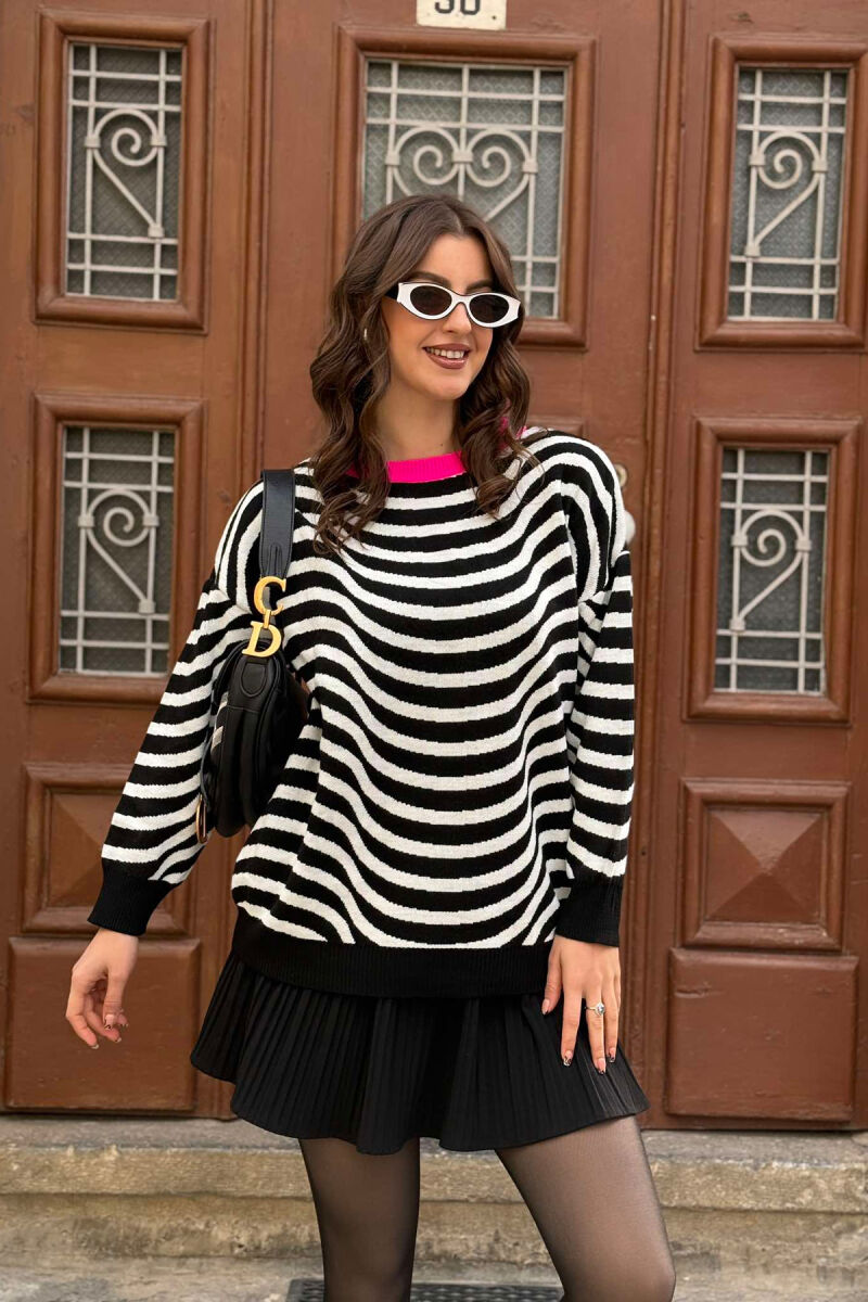 SIMPLE STRIPED WOMEN SWEATER BLACK/ E ZEZE - 3