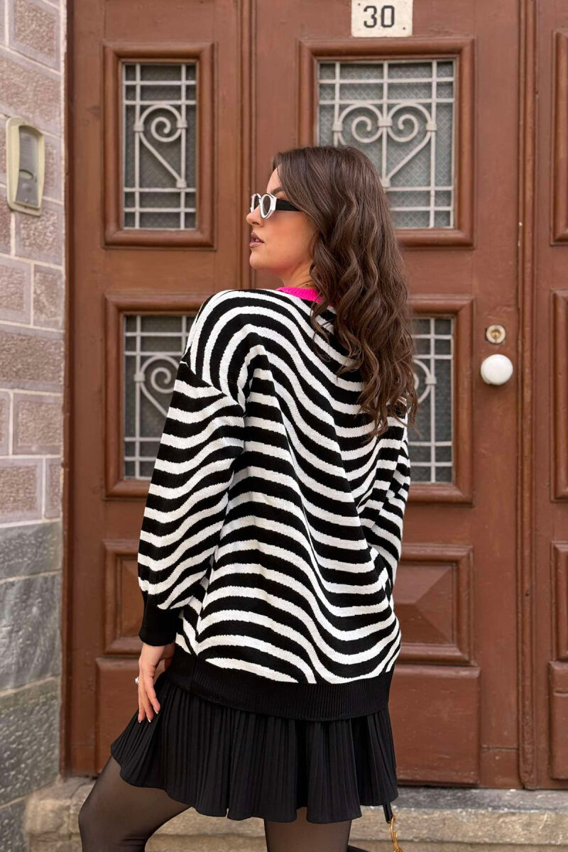 SIMPLE STRIPED WOMEN SWEATER BLACK/ E ZEZE - 4