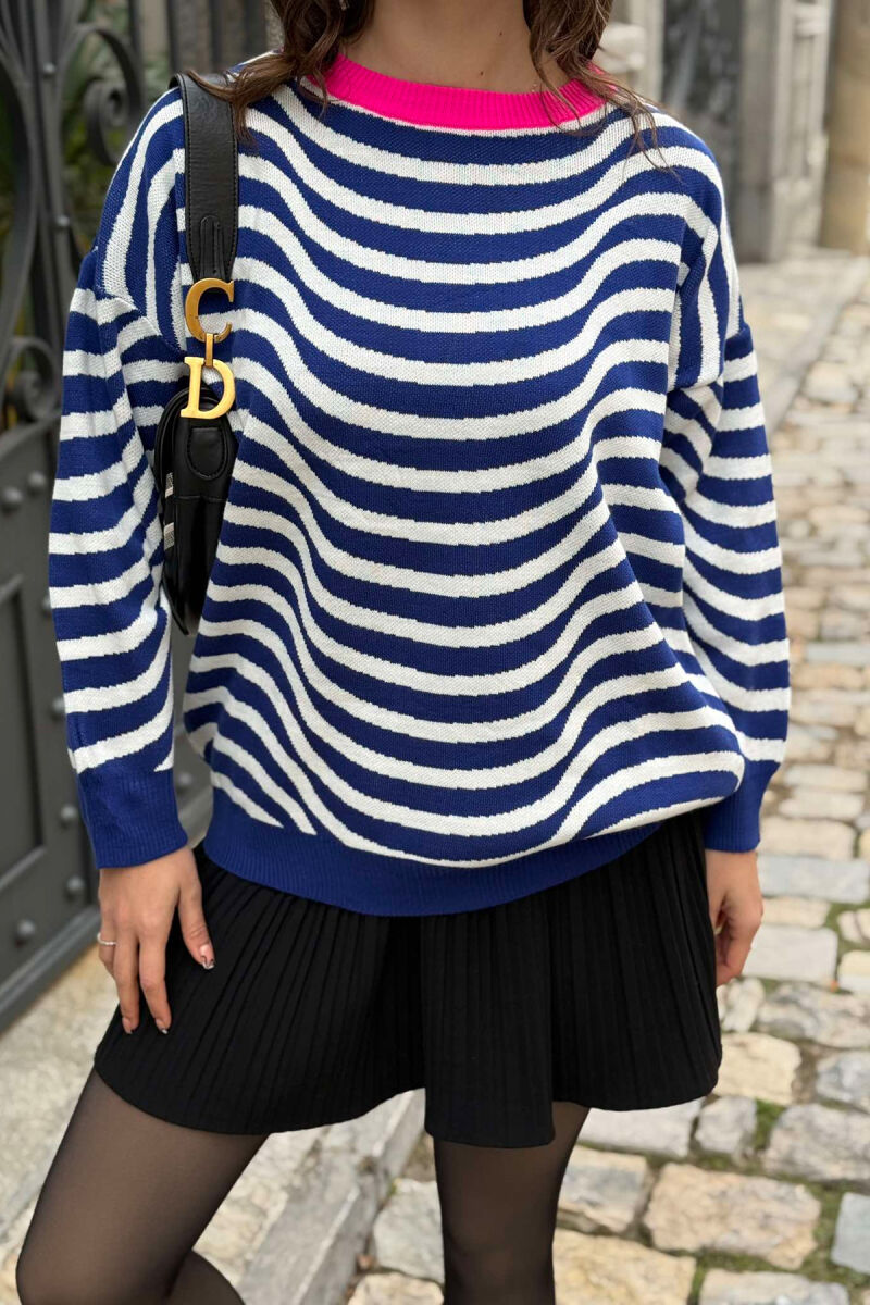 SIMPLE STRIPED WOMEN SWEATER BLUE/BLU - 1