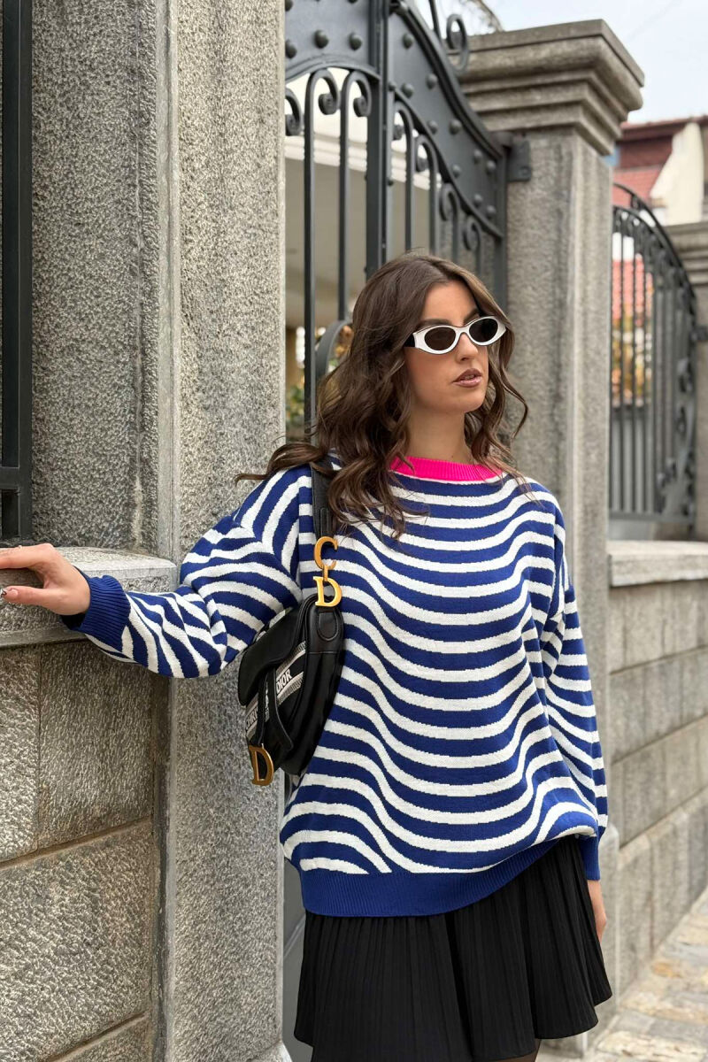 SIMPLE STRIPED WOMEN SWEATER BLUE/BLU - 2