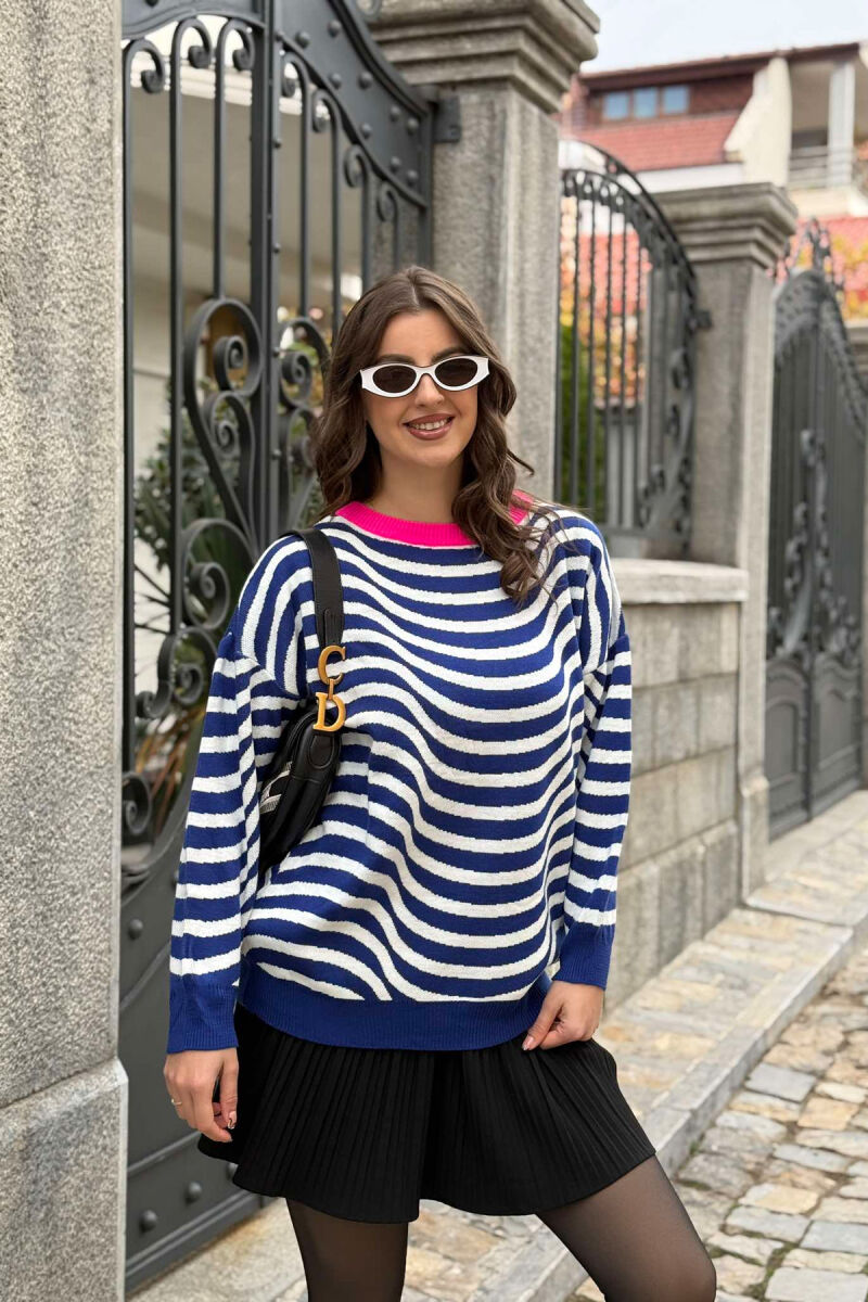 SIMPLE STRIPED WOMEN SWEATER BLUE/BLU - 3