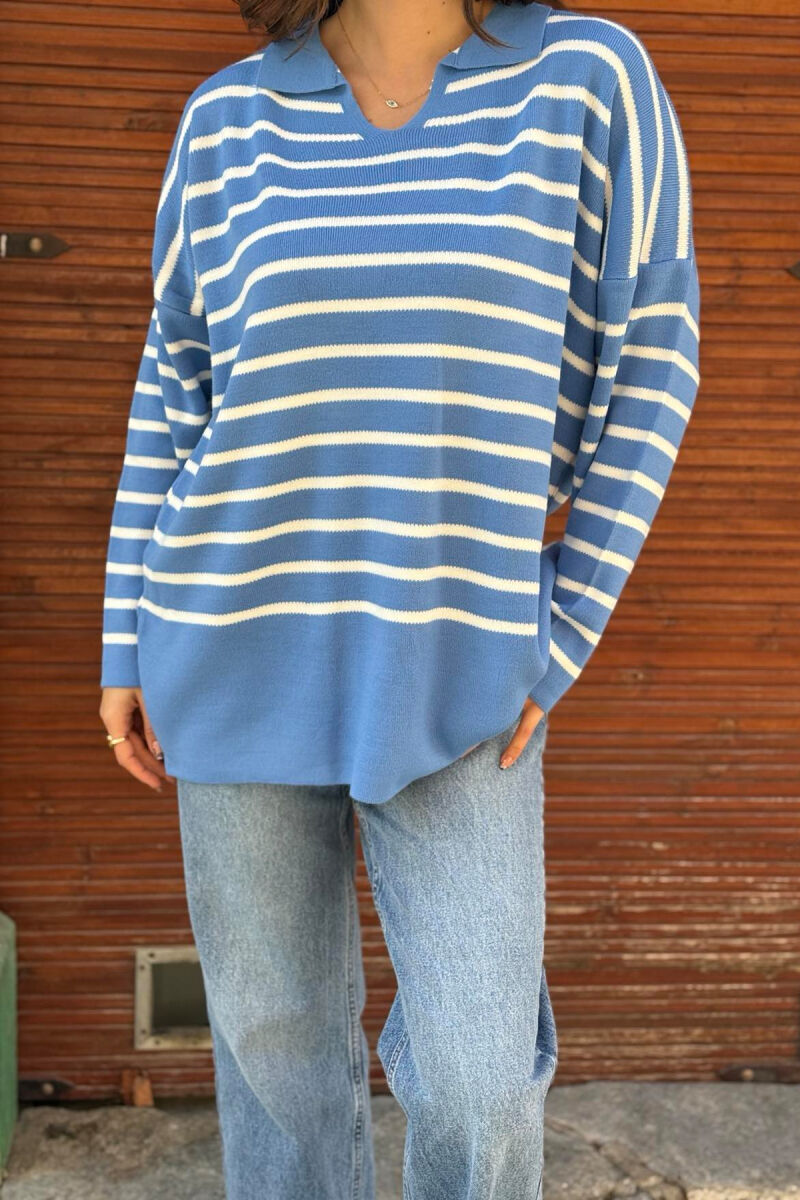 SIMPLE STRIPED WOMEN SWEATER LIGHTBLUE/BZ - 1