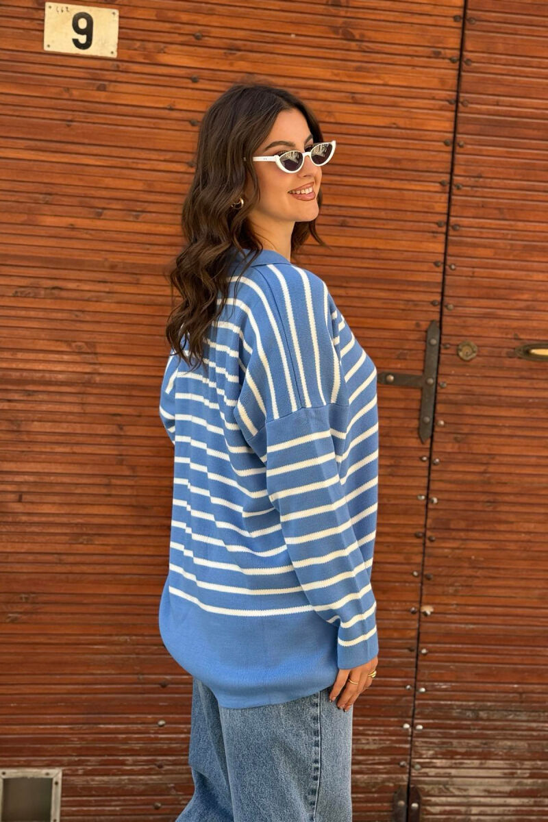 SIMPLE STRIPED WOMEN SWEATER LIGHTBLUE/BZ - 2