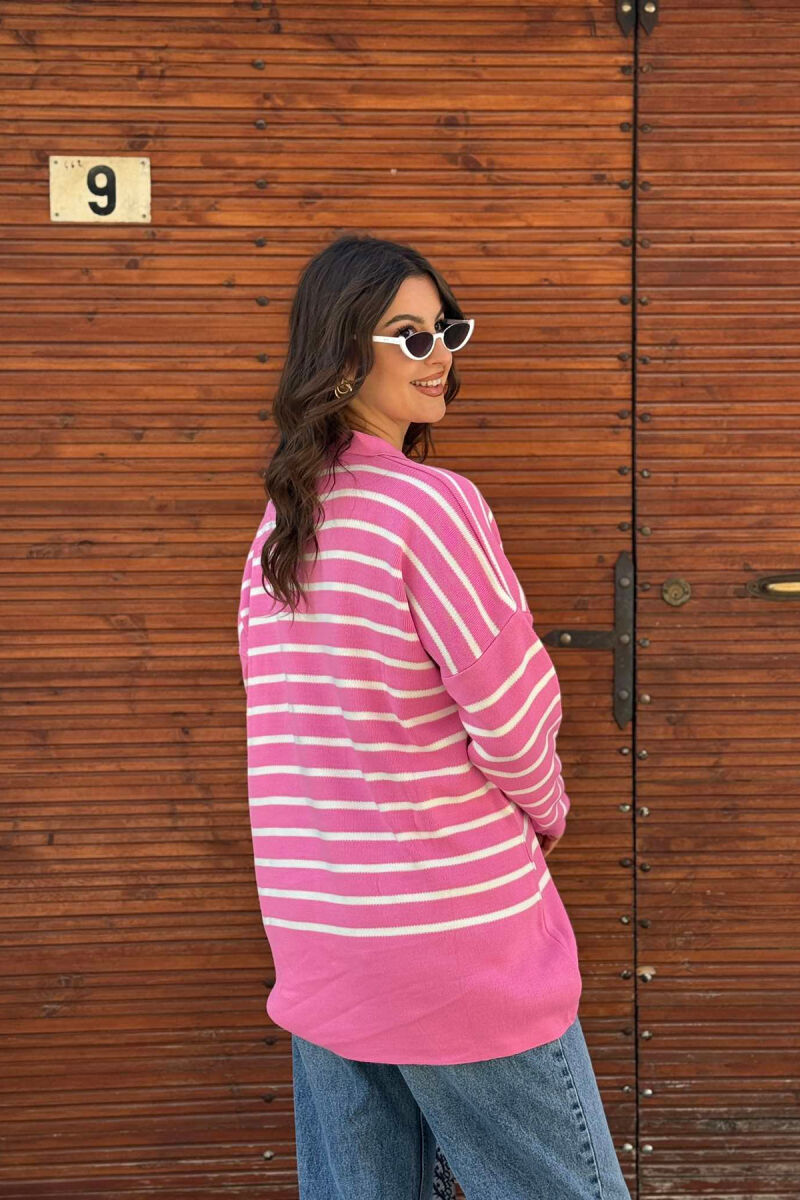 SIMPLE STRIPED WOMEN SWEATER PINK/ROZE - 2