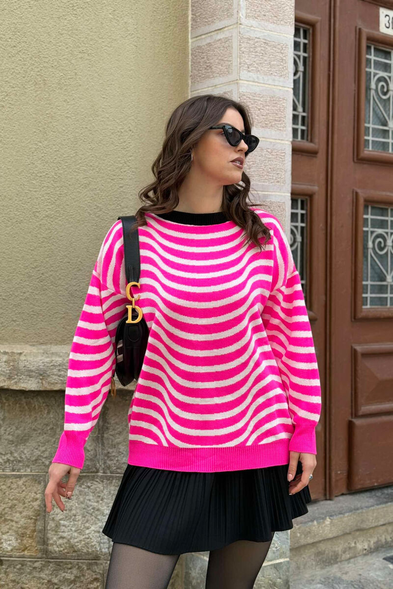 SIMPLE STRIPED WOMEN SWEATER PINK/ROZE - 2