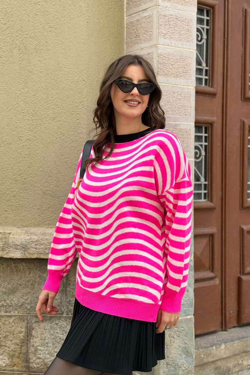 SIMPLE STRIPED WOMEN SWEATER PINK/ROZE - 3