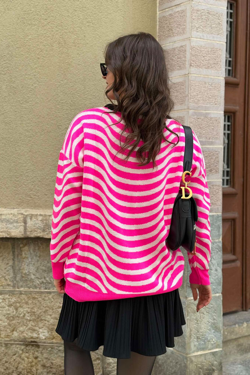 SIMPLE STRIPED WOMEN SWEATER PINK/ROZE - 4