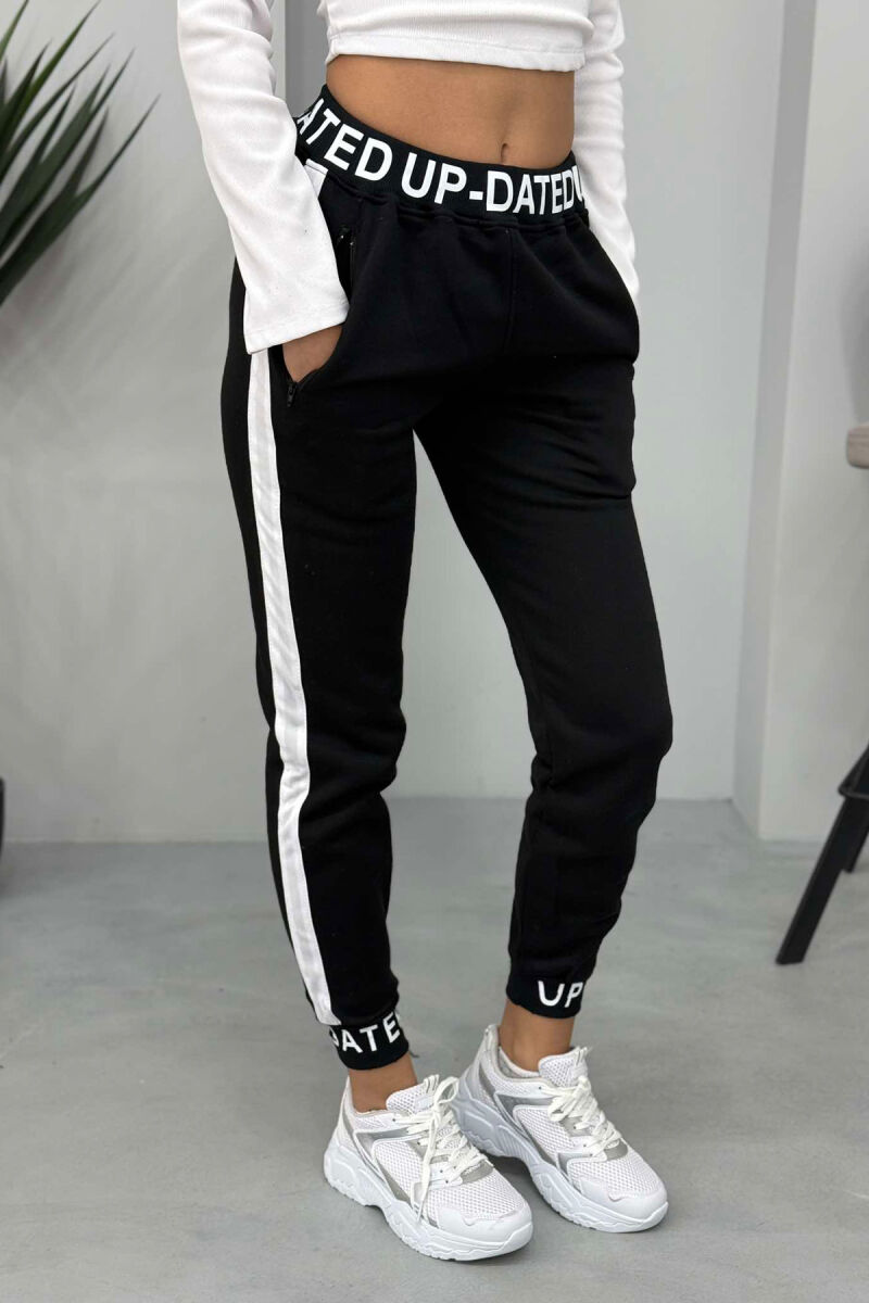 STRIPED FLUFFY WOMEN SWEATPANTS BLACK/ E ZEZE - 1