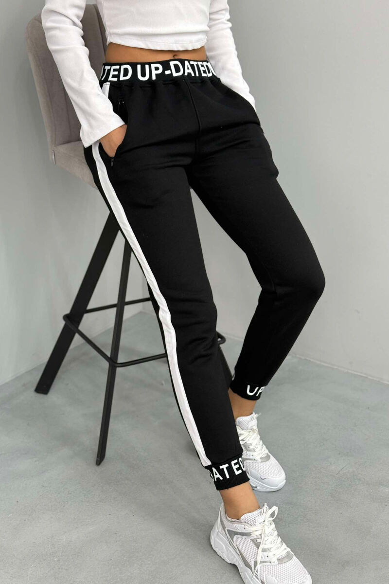 STRIPED FLUFFY WOMEN SWEATPANTS BLACK/ E ZEZE - 2