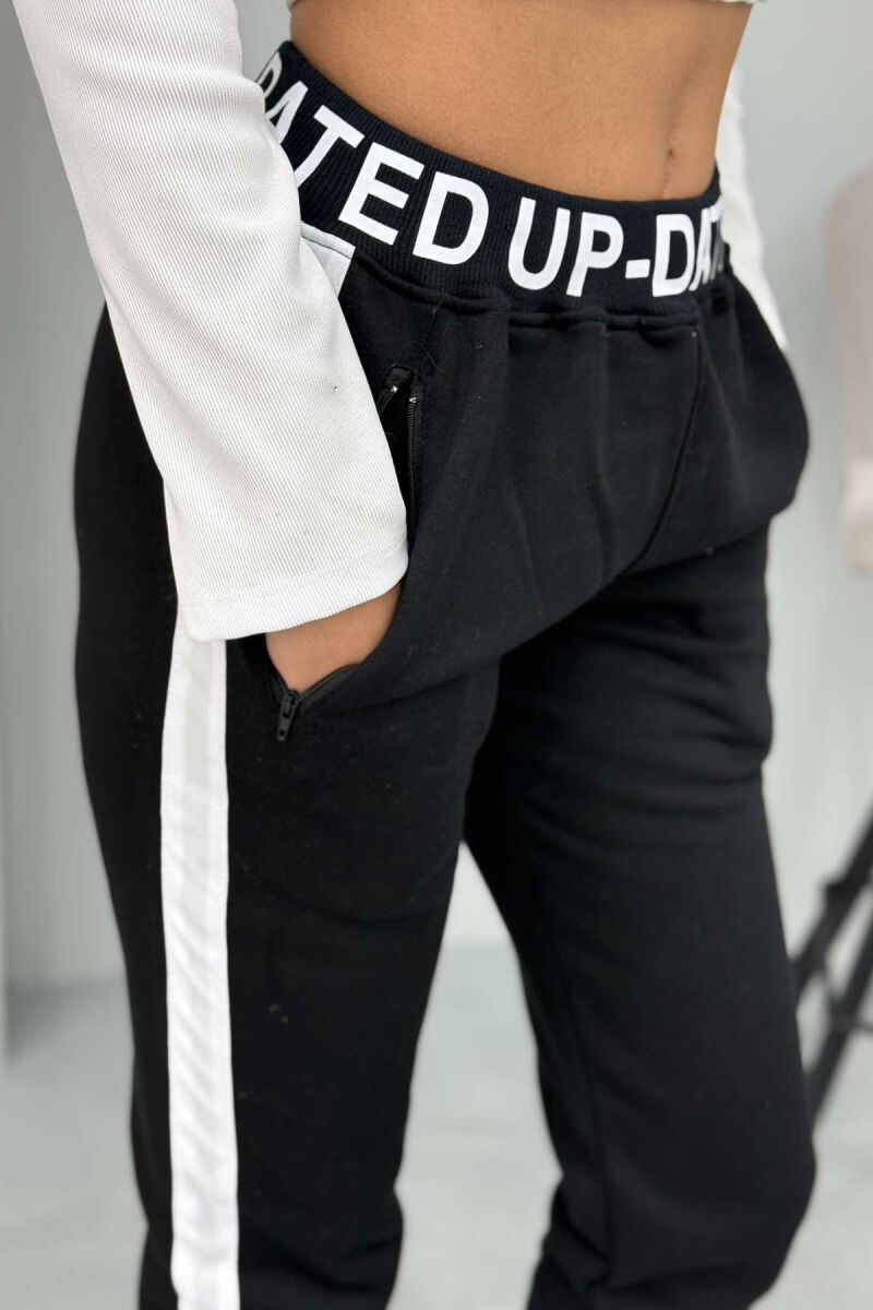 STRIPED FLUFFY WOMEN SWEATPANTS BLACK/ E ZEZE - 4