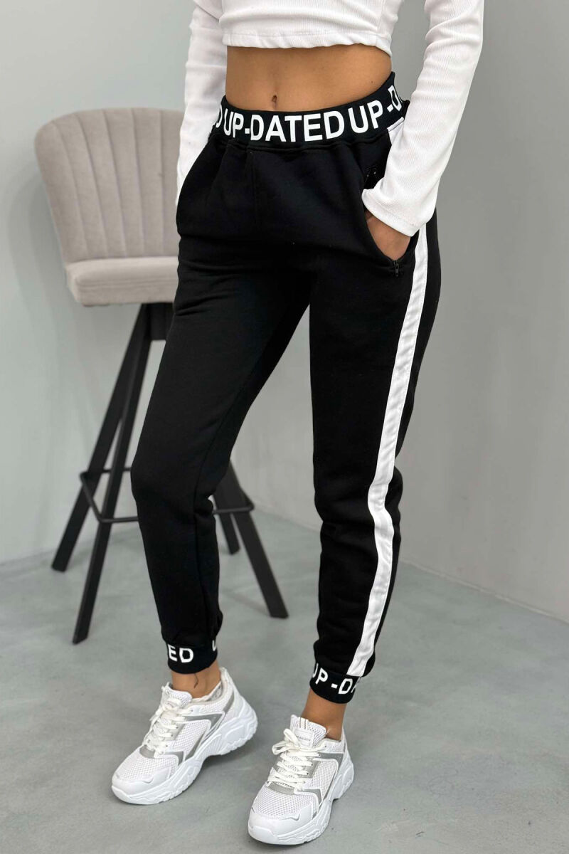 STRIPED FLUFFY WOMEN SWEATPANTS BLACK/ E ZEZE - 6