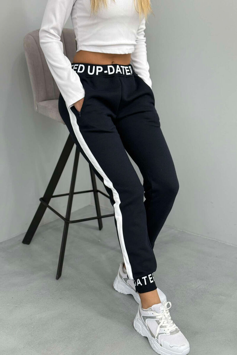 STRIPED FLUFFY WOMEN SWEATPANTS DARK BLUE/BEE - 5