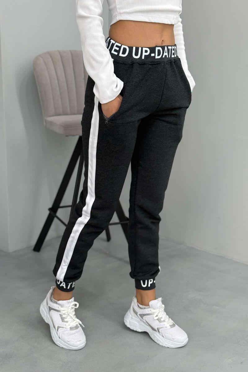 STRIPED FLUFFY WOMEN SWEATPANTS DARK GREY/GEE - 1