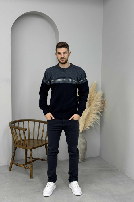 TRIKO E THURRUR ME VIJA TE THJESHTA PER MESHKUJ NE NGJYRE BLU TE ERRET - KLAUDIO FASHION