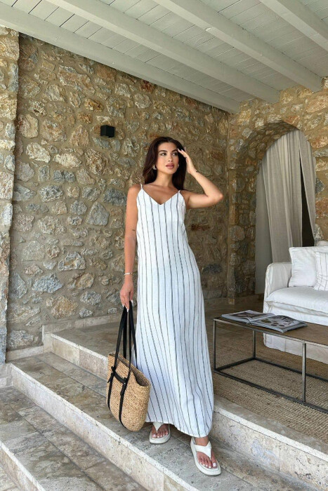 SIMPLE STRIPES WOMEN DRESS CREAM/KREM - 1