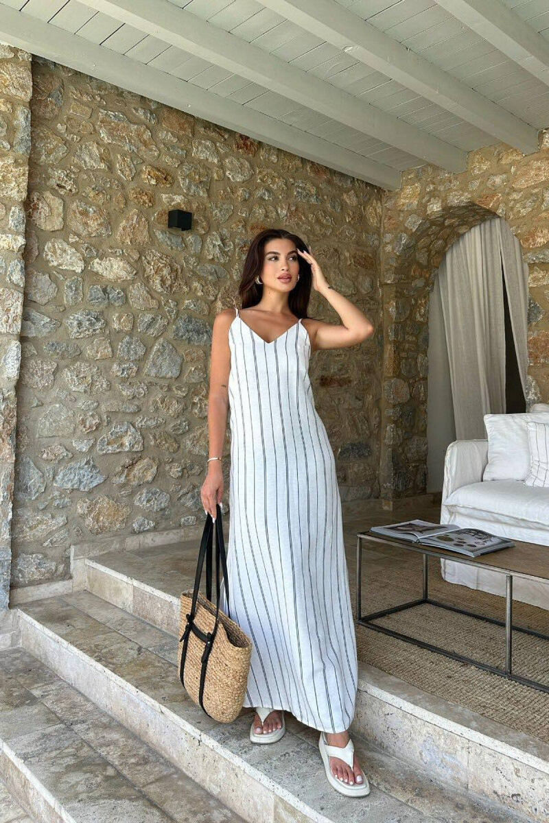 SIMPLE STRIPES WOMEN DRESS CREAM/KREM - 1