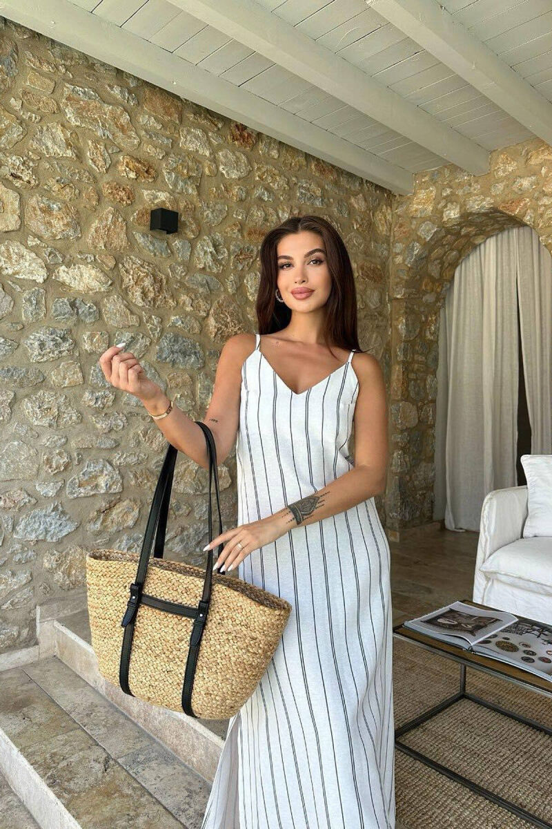 SIMPLE STRIPES WOMEN DRESS CREAM/KREM - 4