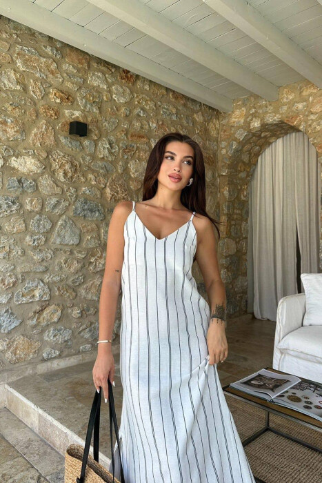 SIMPLE STRIPES WOMEN DRESS CREAM/KREM - 5