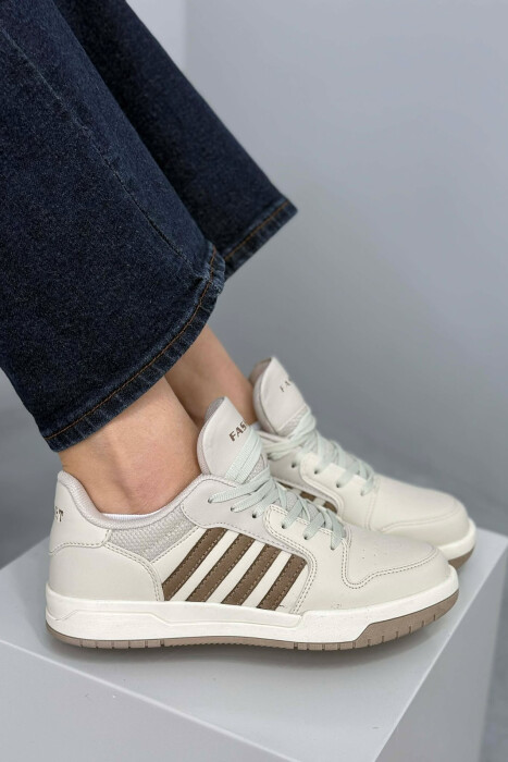 SIMPLE STRIPES WOMEN SNEAKERS BEIGE/BEZHE - KLAUDIO FASHION