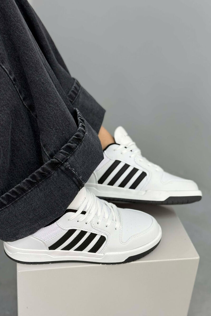 SIMPLE STRIPES WOMEN SNEAKERS WHITE-BLACK/BAZE - 5