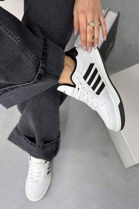 SIMPLE STRIPES WOMEN SNEAKERS WHITE-BLACK/BAZE - 2