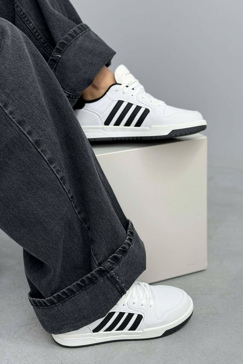 SIMPLE STRIPES WOMEN SNEAKERS WHITE-BLACK/BAZE - 4