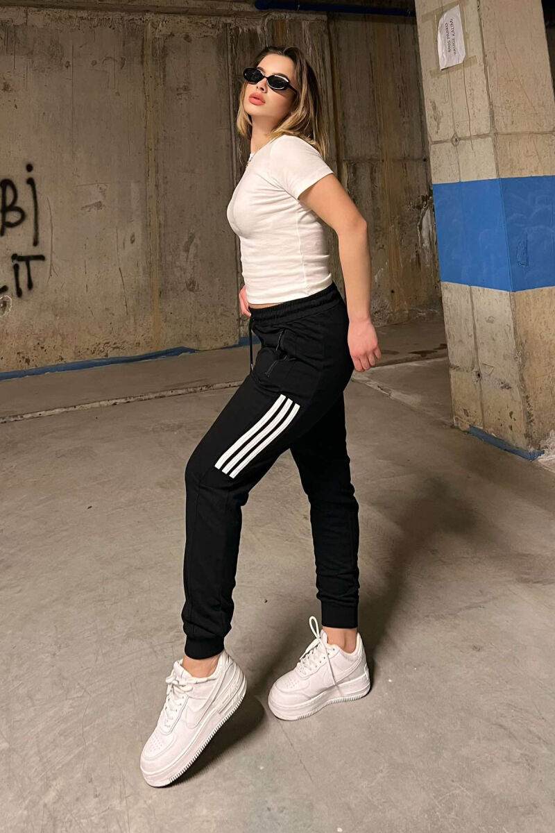 SIMPLE STRIPES WOMEN SWEATPANTS BLACK/ E ZEZE - 2