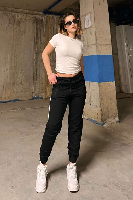SIMPLE STRIPES WOMEN SWEATPANTS BLACK/ E ZEZE - 3
