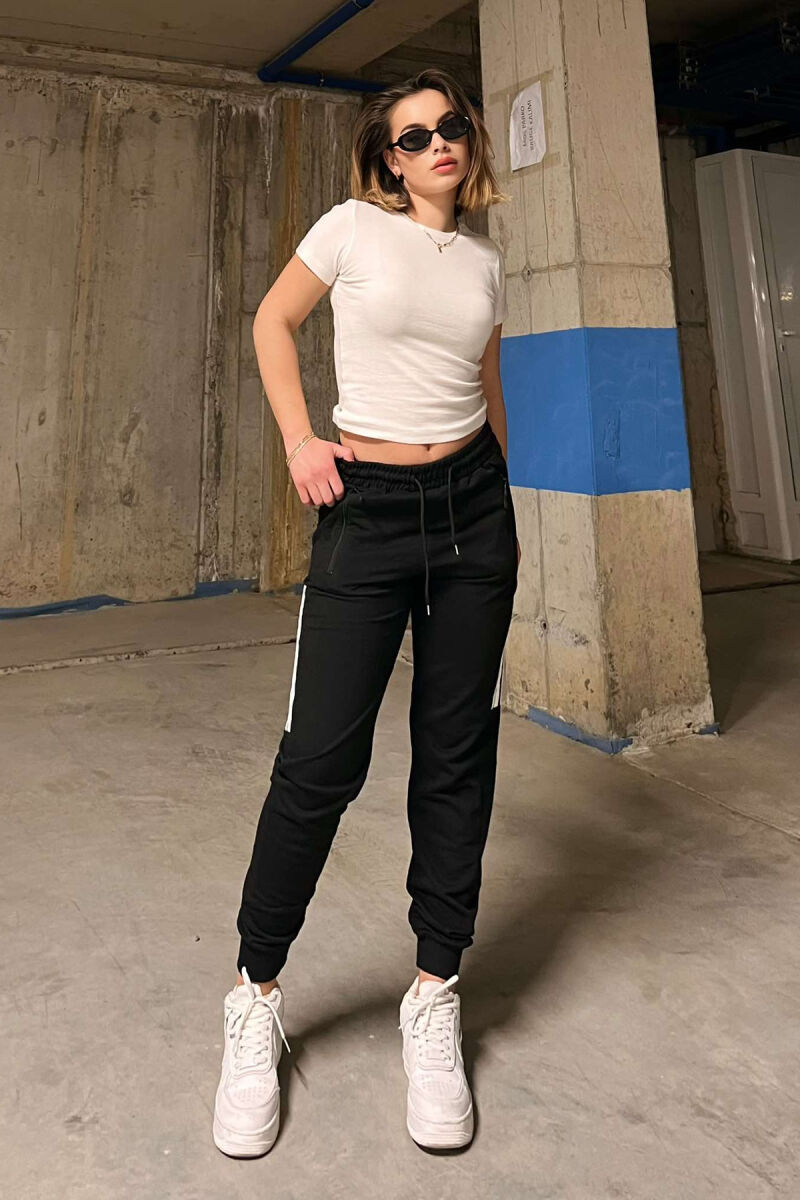 SIMPLE STRIPES WOMEN SWEATPANTS BLACK/ E ZEZE - 3