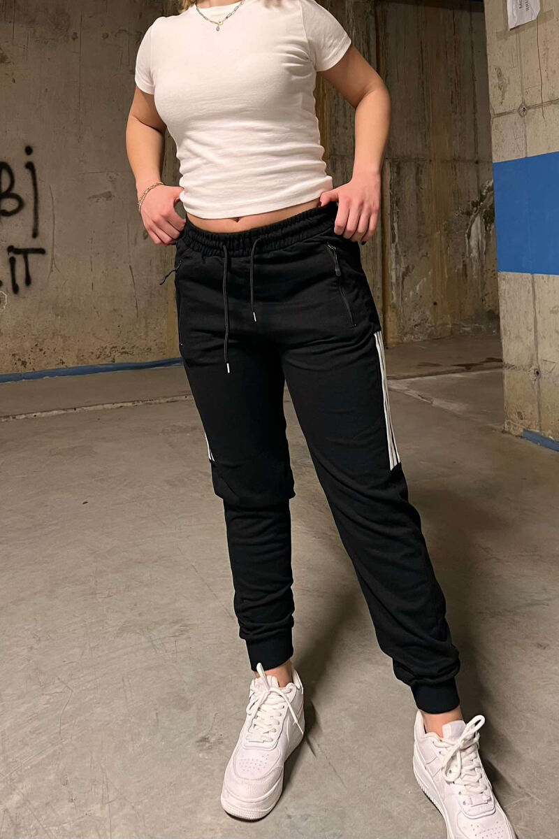 SIMPLE STRIPES WOMEN SWEATPANTS BLACK/ E ZEZE - 5